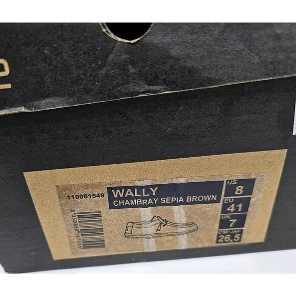 Hey Dude Wally Chambray Sepia Brown Slip On Lace Casual Comfort Shoe Men 8 New - Picture 4 of 16